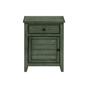 I 3948 - Table D'appoint, Table De Nuit, Tiroir De Rangement, Bout, Table D'appoint, Chambre À Coucher, Lampe, Rangement, Placage Vert Antique, Transitionnel - Simple Boutique