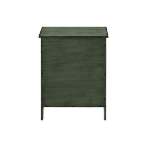 I 3948 - Table D'appoint, Table De Nuit, Tiroir De Rangement, Bout, Table D'appoint, Chambre À Coucher, Lampe, Rangement, Placage Vert Antique, Transitionnel - Simple Boutique