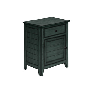 I 3949 - Table D'appoint, Table De Nuit, Tiroir De Rangement, Bout, Table D'appoint, Chambre À Coucher, Lampe, Rangement, Placage Bleu Antique, Transitionnel - Simple Boutique