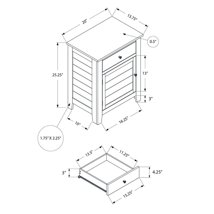 I 3949 - Table D'appoint, Table De Nuit, Tiroir De Rangement, Bout, Table D'appoint, Chambre À Coucher, Lampe, Rangement, Placage Bleu Antique, Transitionnel - Simple Boutique