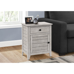 I 3950 - Table D'appoint, Table De Nuit, Tiroir De Rangement, Bout, Table D'appoint, Chambre À Coucher, Lampe, Rangement, Placage Gris, Transitionnel - Simple Boutique