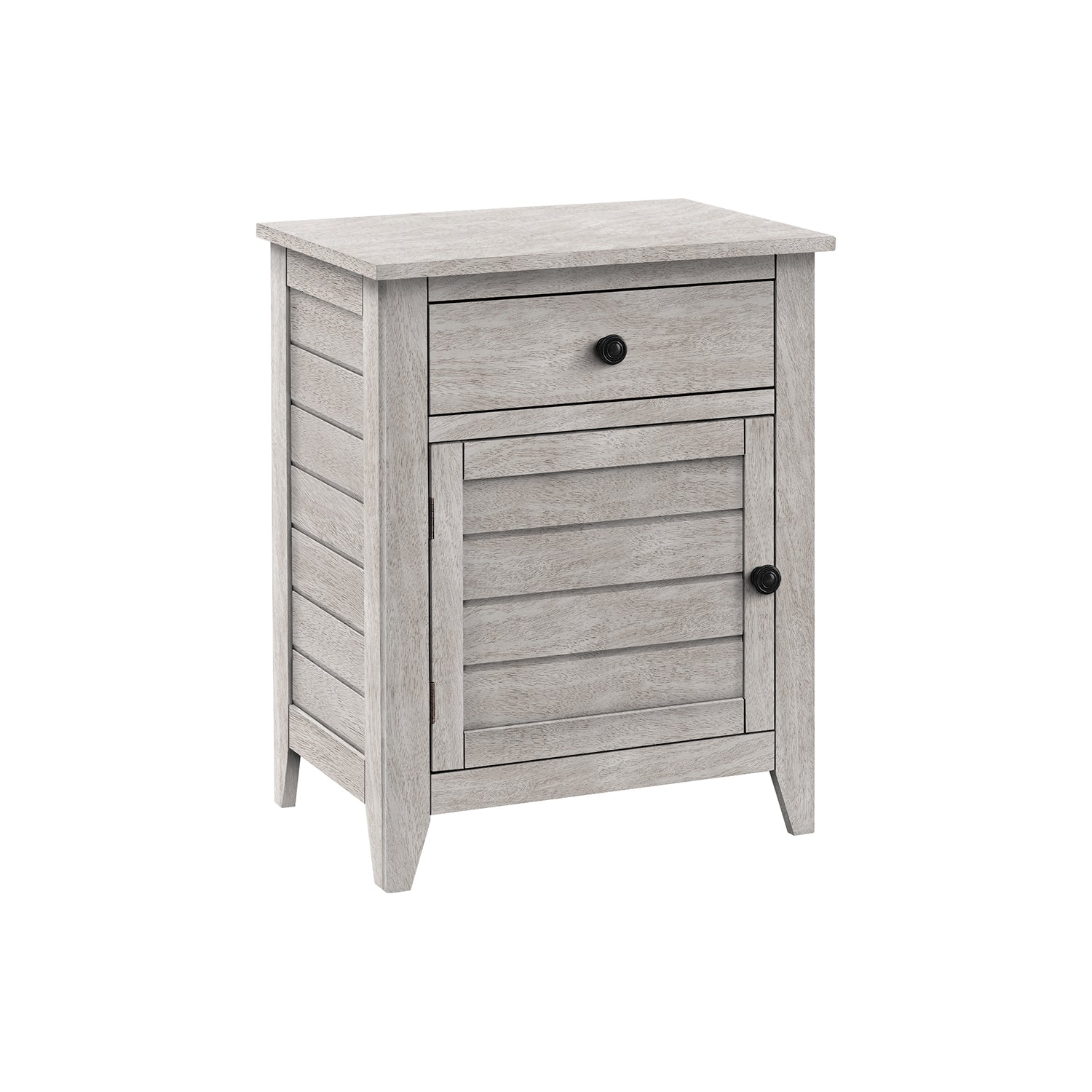 I 3950 - Table D'appoint, Table De Nuit, Tiroir De Rangement, Bout, Table D'appoint, Chambre À Coucher, Lampe, Rangement, Placage Gris, Transitionnel - Simple Boutique