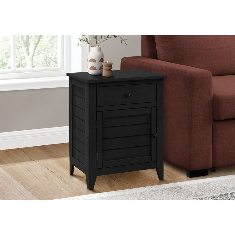 I 3951 - Table D'appoint, Table De Nuit, Tiroir De Rangement, Bout, Table D'appoint, Chambre À Coucher, Lampe, Rangement, Placage Noir, Transitionnel - Simple Boutique