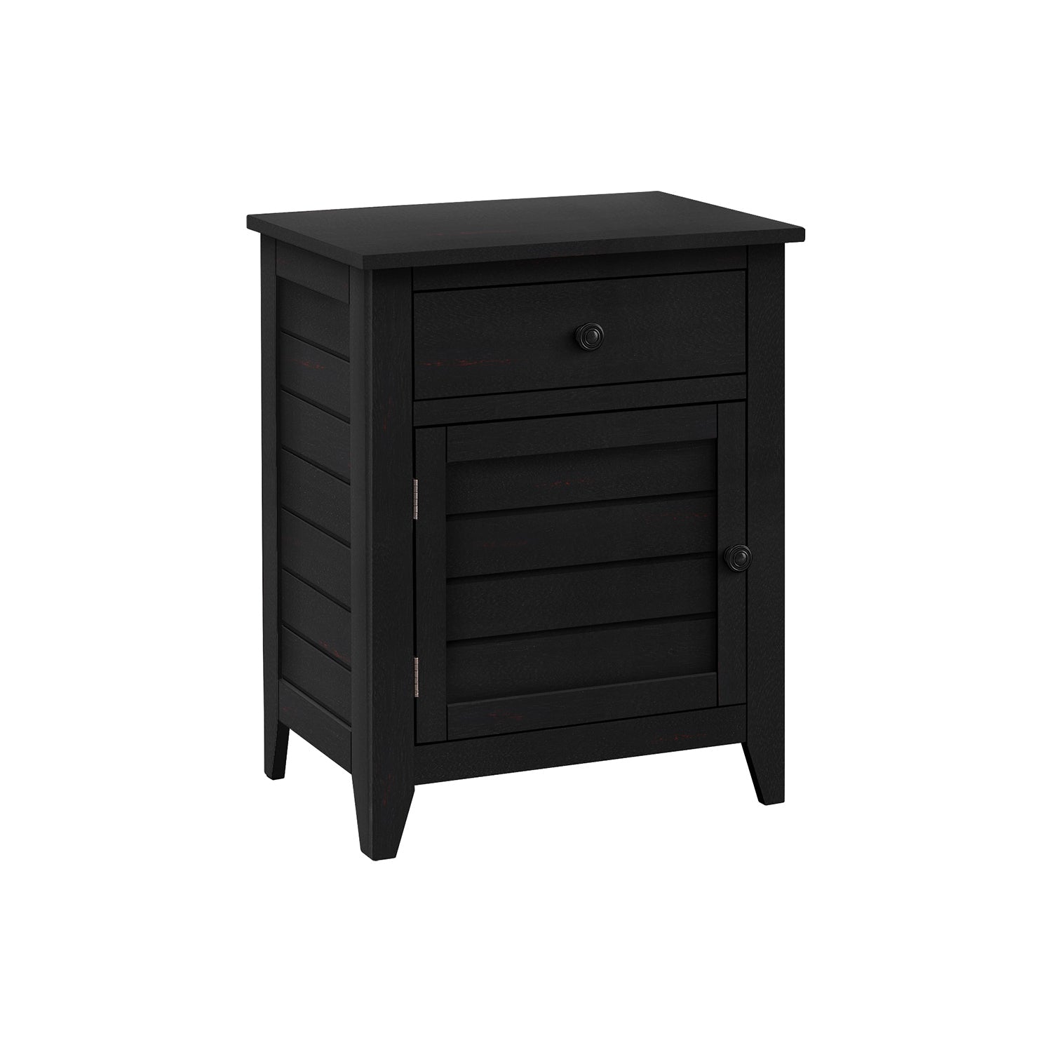 I 3951 - Table D'appoint, Table De Nuit, Tiroir De Rangement, Bout, Table D'appoint, Chambre À Coucher, Lampe, Rangement, Placage Noir, Transitionnel - Simple Boutique