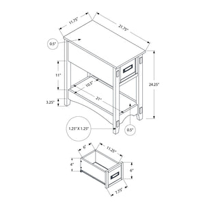 I 3955 - Table D'appoint, Bout, Table D'appoint, Table De Nuit, 2 Niveaux, Étroit, Tiroir De Rangement, Placage Brun, Transitionnel - Simple Boutique