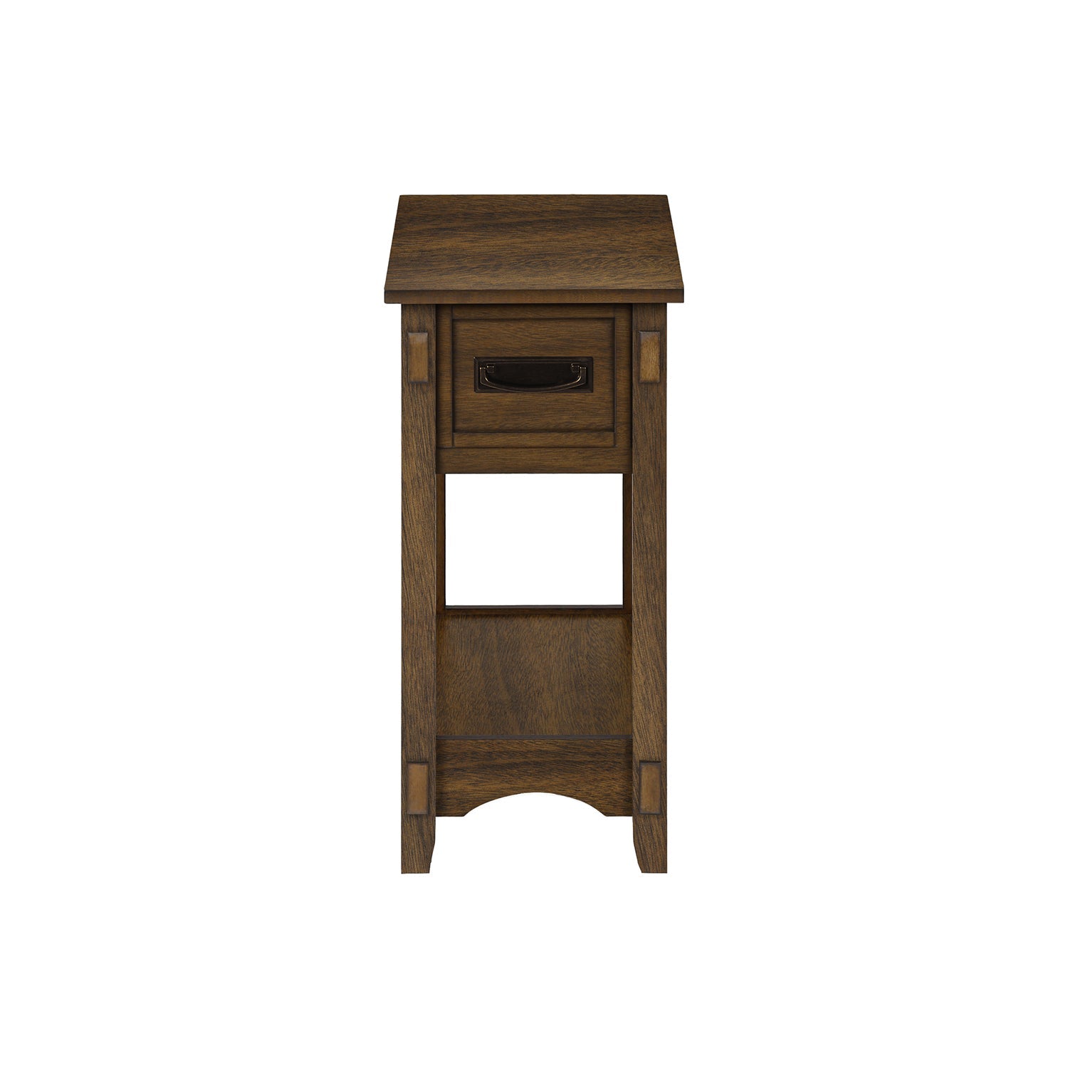 I 3955 - Table D'appoint, Bout, Table D'appoint, Table De Nuit, 2 Niveaux, Étroit, Tiroir De Rangement, Placage Brun, Transitionnel - Simple Boutique