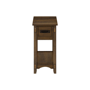 I 3955 - Table D'appoint, Bout, Table D'appoint, Table De Nuit, 2 Niveaux, Étroit, Tiroir De Rangement, Placage Brun, Transitionnel - Simple Boutique