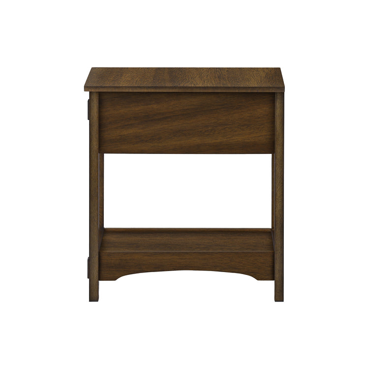 I 3955 - Table D'appoint, Bout, Table D'appoint, Table De Nuit, 2 Niveaux, Étroit, Tiroir De Rangement, Placage Brun, Transitionnel - Simple Boutique