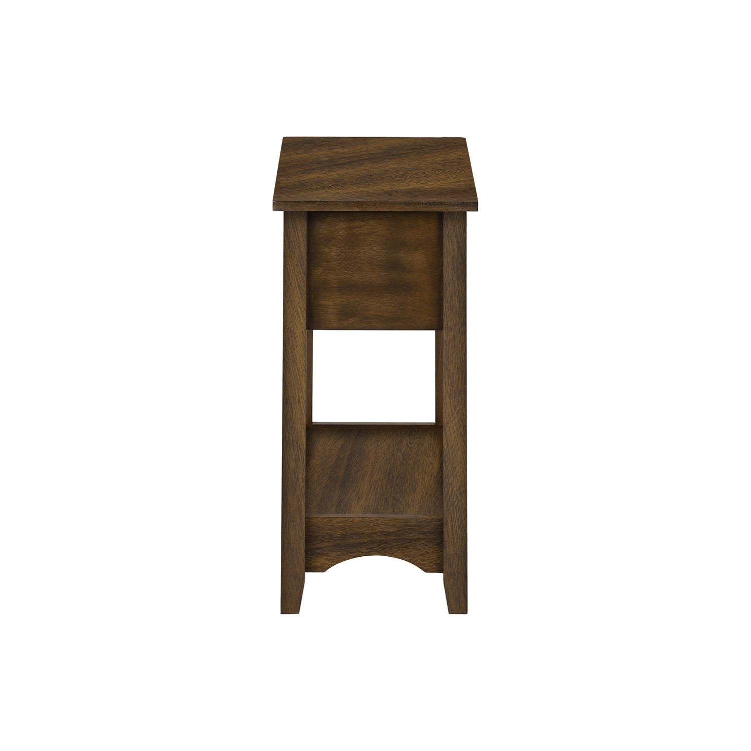 I 3955 - Table D'appoint, Bout, Table D'appoint, Table De Nuit, 2 Niveaux, Étroit, Tiroir De Rangement, Placage Brun, Transitionnel - Simple Boutique