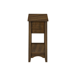 I 3955 - Table D'appoint, Bout, Table D'appoint, Table De Nuit, 2 Niveaux, Étroit, Tiroir De Rangement, Placage Brun, Transitionnel - Simple Boutique