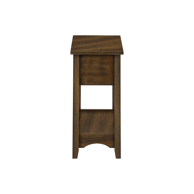 I 3955 - Table D'appoint, Bout, Table D'appoint, Table De Nuit, 2 Niveaux, Étroit, Tiroir De Rangement, Placage Brun, Transitionnel - Simple Boutique