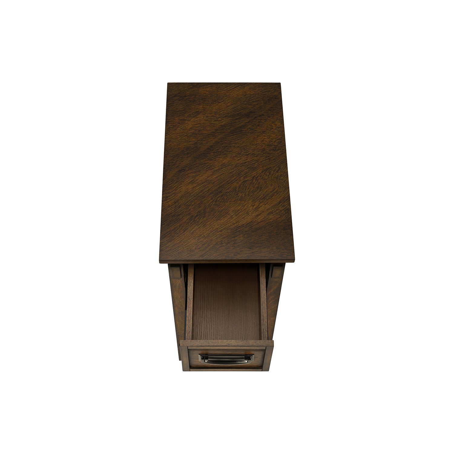 I 3955 - Table D'appoint, Bout, Table D'appoint, Table De Nuit, 2 Niveaux, Étroit, Tiroir De Rangement, Placage Brun, Transitionnel - Simple Boutique