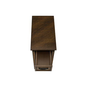 I 3955 - Table D'appoint, Bout, Table D'appoint, Table De Nuit, 2 Niveaux, Étroit, Tiroir De Rangement, Placage Brun, Transitionnel - Simple Boutique