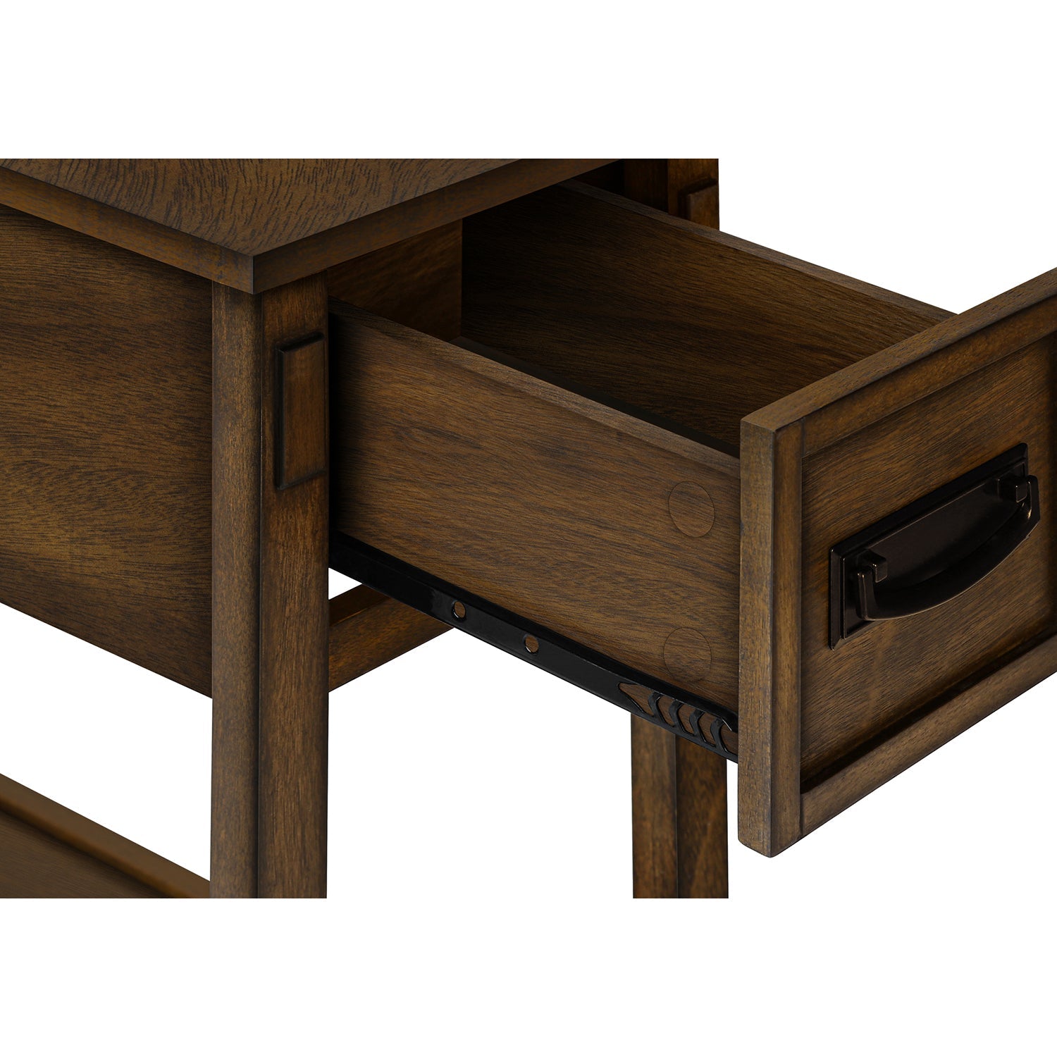 I 3955 - Table D'appoint, Bout, Table D'appoint, Table De Nuit, 2 Niveaux, Étroit, Tiroir De Rangement, Placage Brun, Transitionnel - Simple Boutique