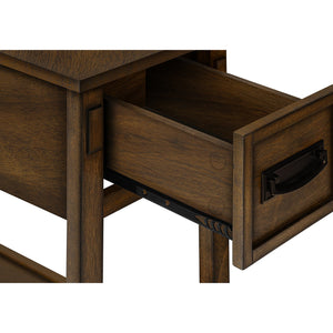 I 3955 - Table D'appoint, Bout, Table D'appoint, Table De Nuit, 2 Niveaux, Étroit, Tiroir De Rangement, Placage Brun, Transitionnel - Simple Boutique