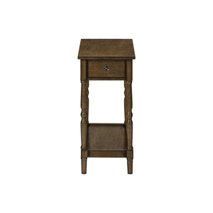I 3957 - Table D'appoint, 2 Niveaux, Bout, Table D'appoint, Table De Nuit, Chambre À Coucher, Étroit, Lampe, Tiroir De Rangement, Placage Brun, Traditionnel - Simple Boutique