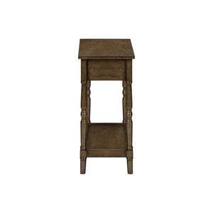 I 3957 - Table D'appoint, 2 Niveaux, Bout, Table D'appoint, Table De Nuit, Chambre À Coucher, Étroit, Lampe, Tiroir De Rangement, Placage Brun, Traditionnel - Simple Boutique