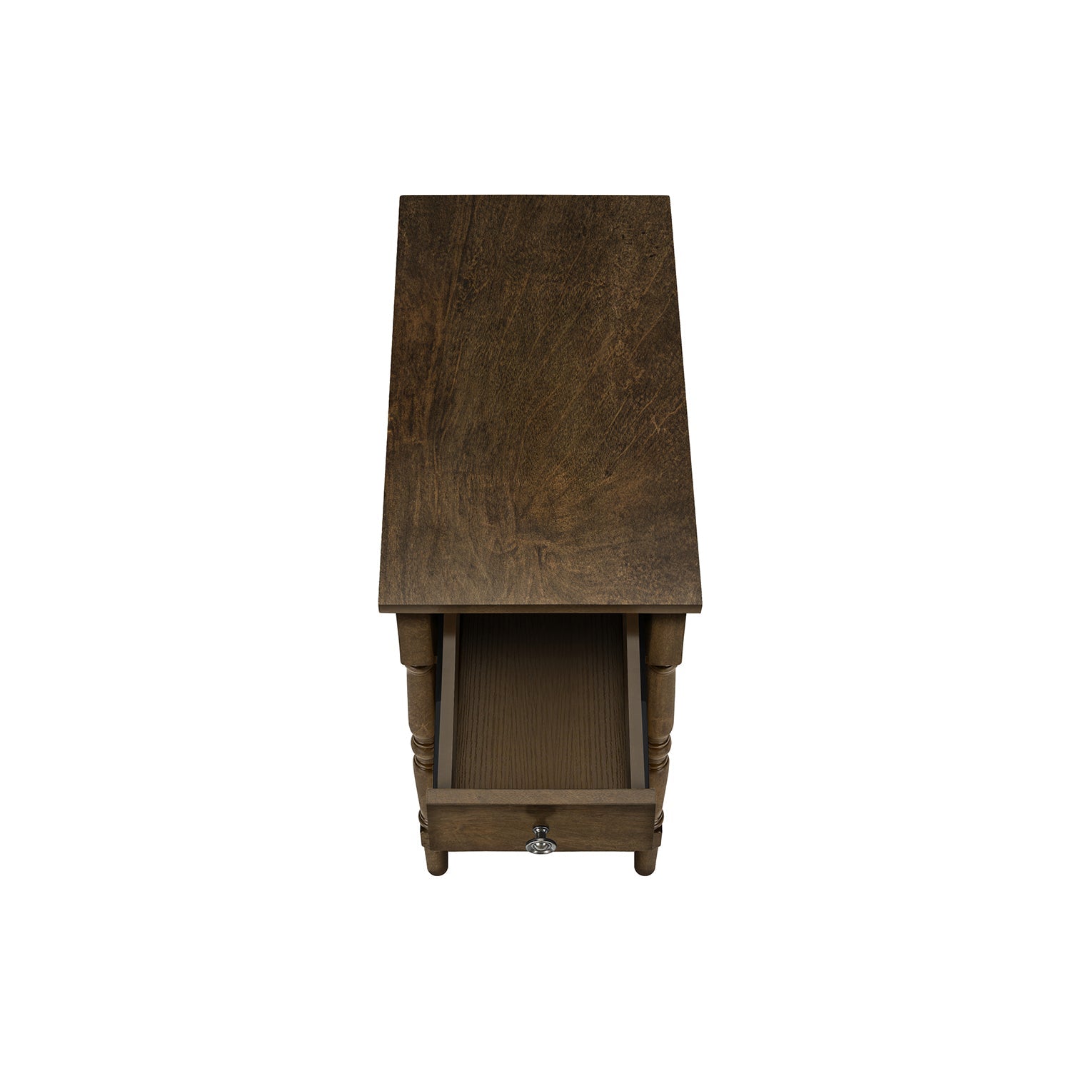 I 3957 - Table D'appoint, 2 Niveaux, Bout, Table D'appoint, Table De Nuit, Chambre À Coucher, Étroit, Lampe, Tiroir De Rangement, Placage Brun, Traditionnel - Simple Boutique