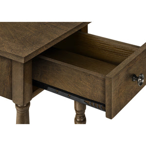 I 3957 - Table D'appoint, 2 Niveaux, Bout, Table D'appoint, Table De Nuit, Chambre À Coucher, Étroit, Lampe, Tiroir De Rangement, Placage Brun, Traditionnel - Simple Boutique
