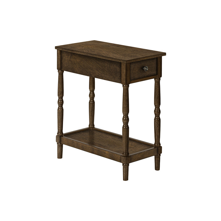 I 3957 - Table D'appoint, 2 Niveaux, Bout, Table D'appoint, Table De Nuit, Chambre À Coucher, Étroit, Lampe, Tiroir De Rangement, Placage Brun, Traditionnel - Simple Boutique