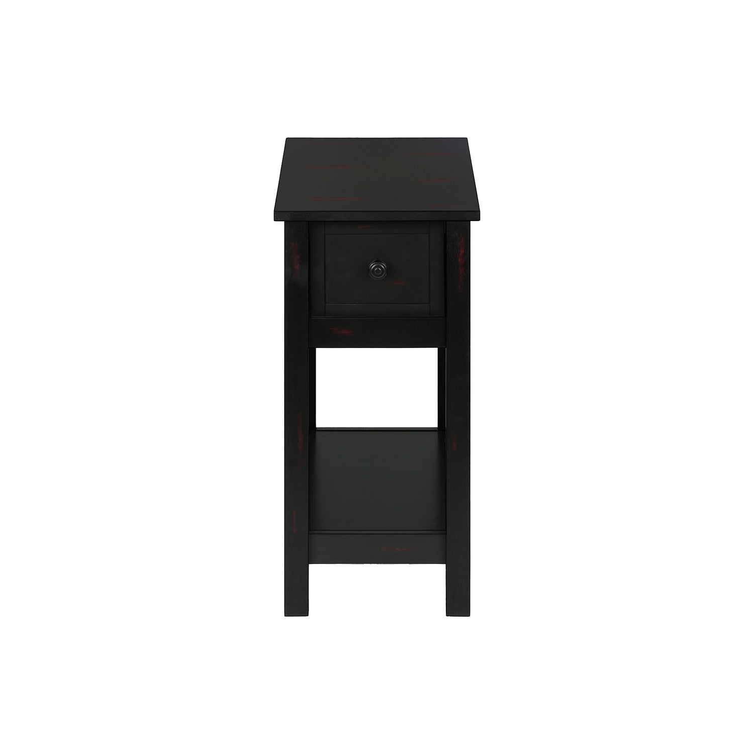 I 3961 - Table D'appoint, 2 Niveaux, Bout, Lampe, Table De Nuit, Table D'appoint, Étroit, Petit, Tiroir De Rangement, Chambre À Coucher, Placage Noir, Transitionnel - Simple Boutique