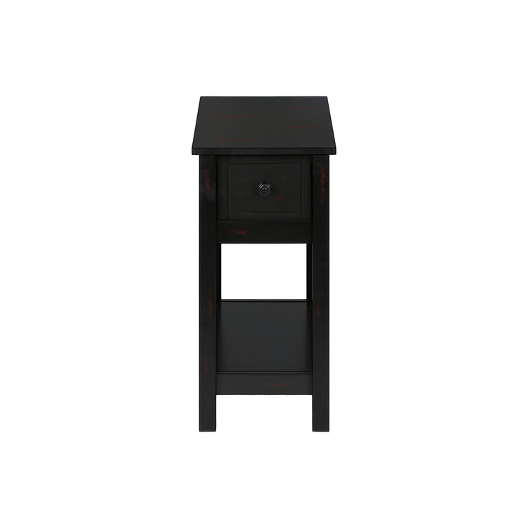 I 3961 - Table D'appoint, 2 Niveaux, Bout, Lampe, Table De Nuit, Table D'appoint, Étroit, Petit, Tiroir De Rangement, Chambre À Coucher, Placage Noir, Transitionnel - Simple Boutique
