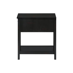 I 3961 - Table D'appoint, 2 Niveaux, Bout, Lampe, Table De Nuit, Table D'appoint, Étroit, Petit, Tiroir De Rangement, Chambre À Coucher, Placage Noir, Transitionnel - Simple Boutique