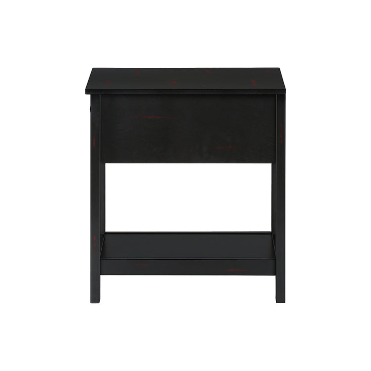 I 3961 - Table D'appoint, 2 Niveaux, Bout, Lampe, Table De Nuit, Table D'appoint, Étroit, Petit, Tiroir De Rangement, Chambre À Coucher, Placage Noir, Transitionnel - Simple Boutique