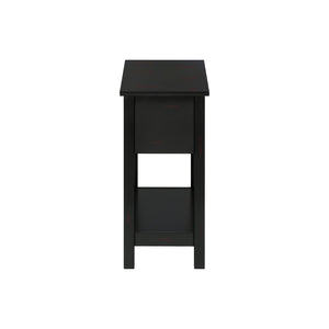 I 3961 - Table D'appoint, 2 Niveaux, Bout, Lampe, Table De Nuit, Table D'appoint, Étroit, Petit, Tiroir De Rangement, Chambre À Coucher, Placage Noir, Transitionnel - Simple Boutique