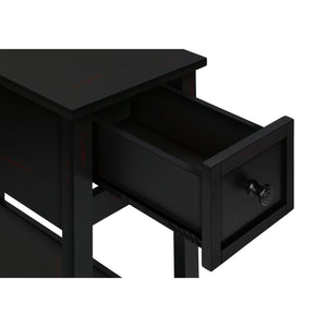 I 3961 - Table D'appoint, 2 Niveaux, Bout, Lampe, Table De Nuit, Table D'appoint, Étroit, Petit, Tiroir De Rangement, Chambre À Coucher, Placage Noir, Transitionnel - Simple Boutique