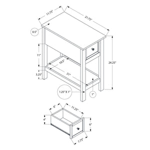 I 3962 - Table D'appoint, Bout, Table D'appoint, 2 Niveaux, Étroit, Chambre À Coucher, Lampe, Tiroir De Rangement, Placage Blanc Antique, Placage Brun, Transitionnel - Simple Boutique