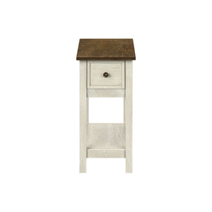 I 3962 - Table D'appoint, Bout, Table D'appoint, 2 Niveaux, Étroit, Chambre À Coucher, Lampe, Tiroir De Rangement, Placage Blanc Antique, Placage Brun, Transitionnel - Simple Boutique
