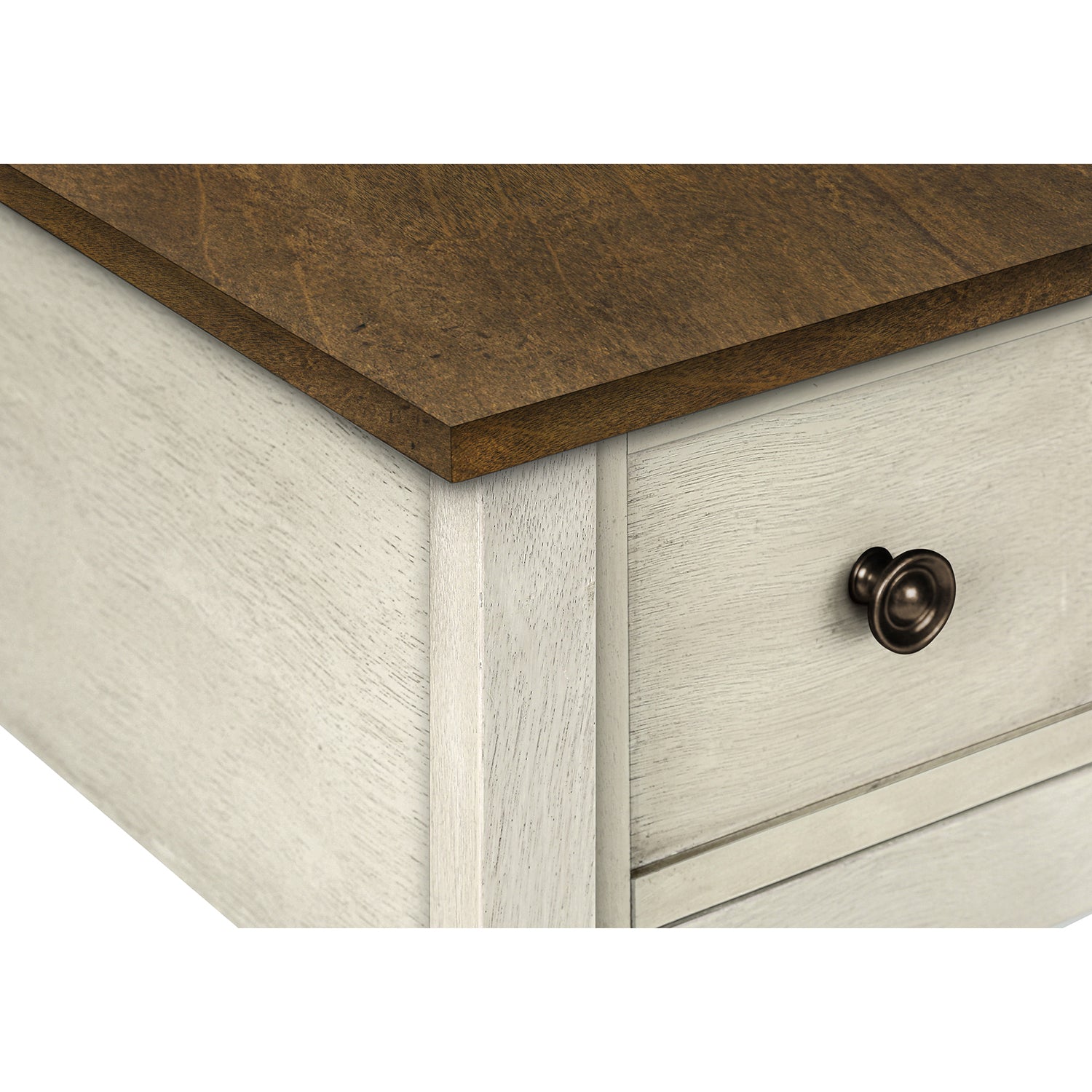 I 3962 - Table D'appoint, Bout, Table D'appoint, 2 Niveaux, Étroit, Chambre À Coucher, Lampe, Tiroir De Rangement, Placage Blanc Antique, Placage Brun, Transitionnel - Simple Boutique