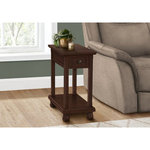 I 3967 - Table D'appoint, Bout, Table D'appoint, Étroit, Table De Nuit, Chambre À Coucher, Lampe, Tiroir De Rangement, Placage Brun, Traditionnel - Simple Boutique