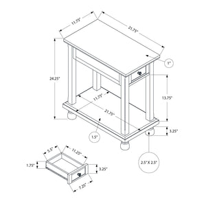 I 3967 - Table D'appoint, Bout, Table D'appoint, Étroit, Table De Nuit, Chambre À Coucher, Lampe, Tiroir De Rangement, Placage Brun, Traditionnel - Simple Boutique
