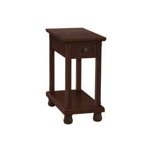 I 3967 - Table D'appoint, Bout, Table D'appoint, Étroit, Table De Nuit, Chambre À Coucher, Lampe, Tiroir De Rangement, Placage Brun, Traditionnel - Simple Boutique