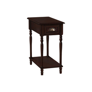I 3969 - Table D'appoint, 2 Niveaux, Table D'appoint, Bout, Étroit, Table De Nuit, Chambre À Coucher, Lampe, Tiroir De Rangement, Placage Brun, Traditionnel - Simple Boutique