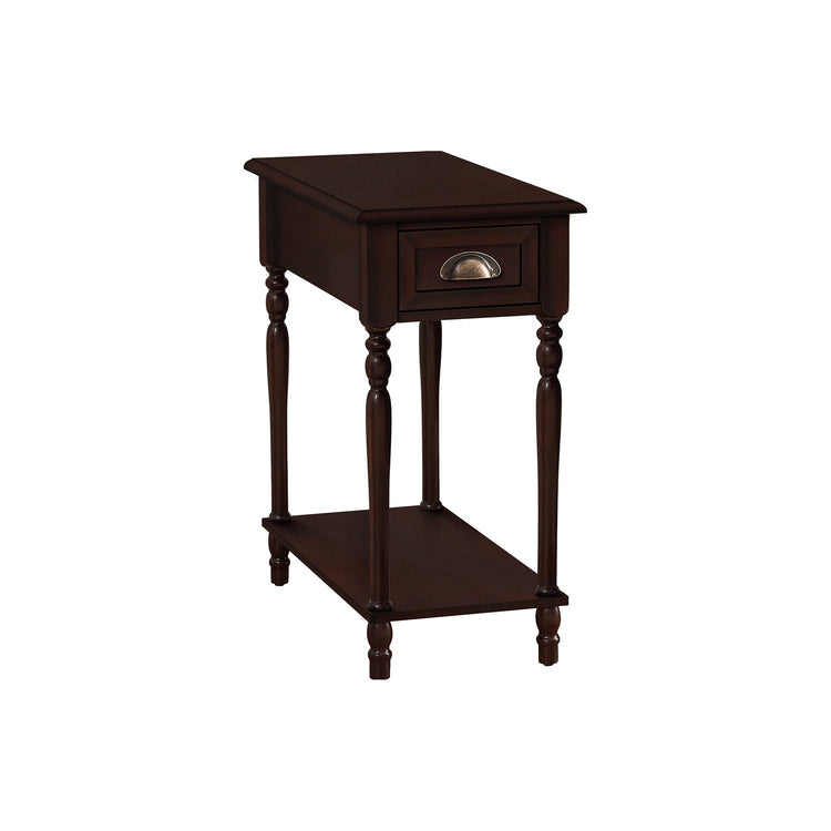 I 3969 - Table D'appoint, 2 Niveaux, Table D'appoint, Bout, Étroit, Table De Nuit, Chambre À Coucher, Lampe, Tiroir De Rangement, Placage Brun, Traditionnel - Simple Boutique