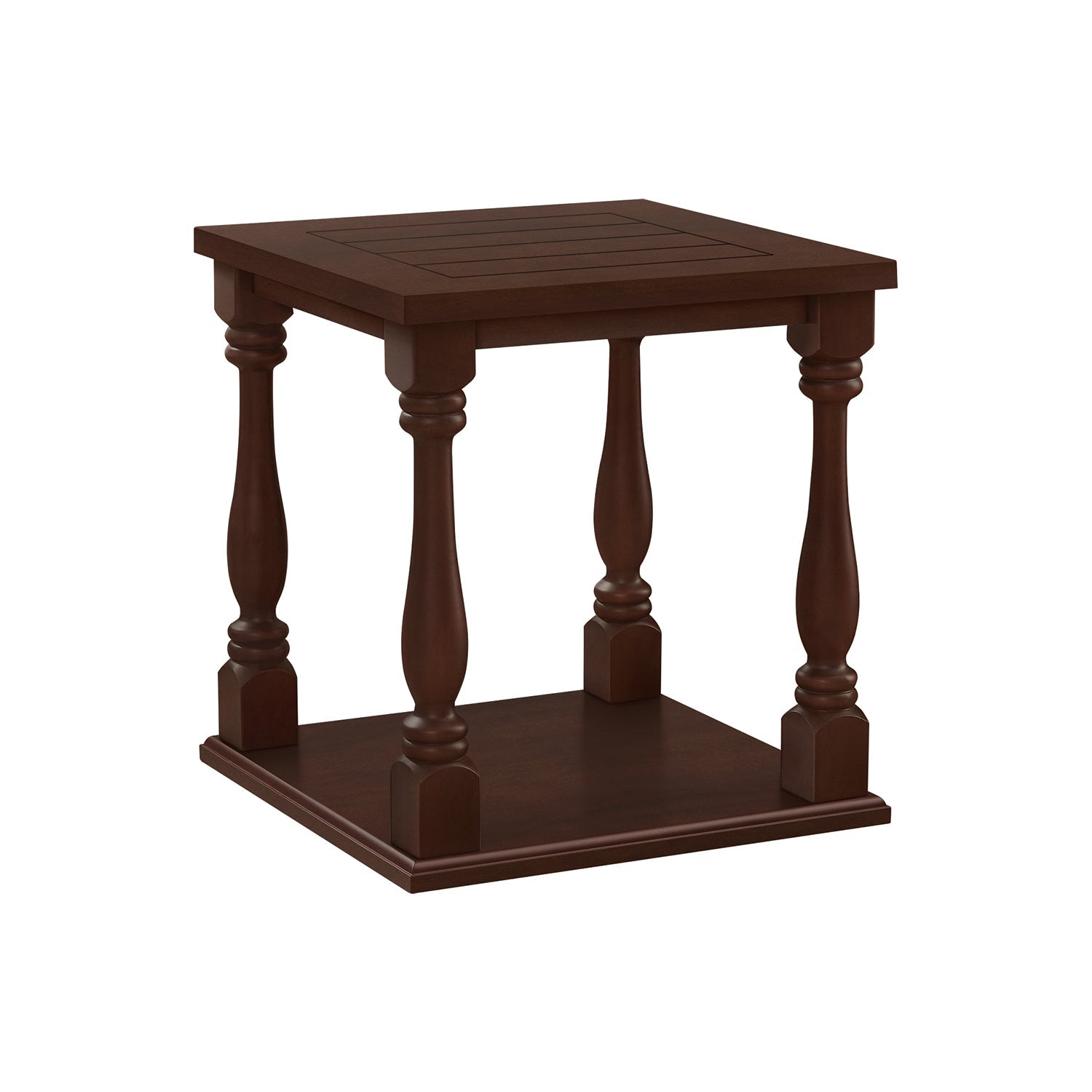 I 3970 - Table D'appoint, 2 Niveaux, Bout, Table D'appoint, Carré, Table De Nuit, Chambre À Coucher, Lampe, Placage Brun, Traditionnel - Simple Boutique