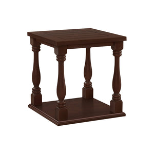 I 3970 - Table D'appoint, 2 Niveaux, Bout, Table D'appoint, Carré, Table De Nuit, Chambre À Coucher, Lampe, Placage Brun, Traditionnel - Simple Boutique