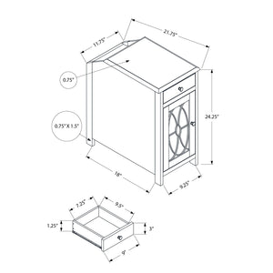 I 3972 - Table D'appoint, Table D'appoint, Bout, Étroit, Table De Nuit, Chambre À Coucher, Tiroir De Rangement, Lampe, Placage Brun, Traditionnel - Simple Boutique