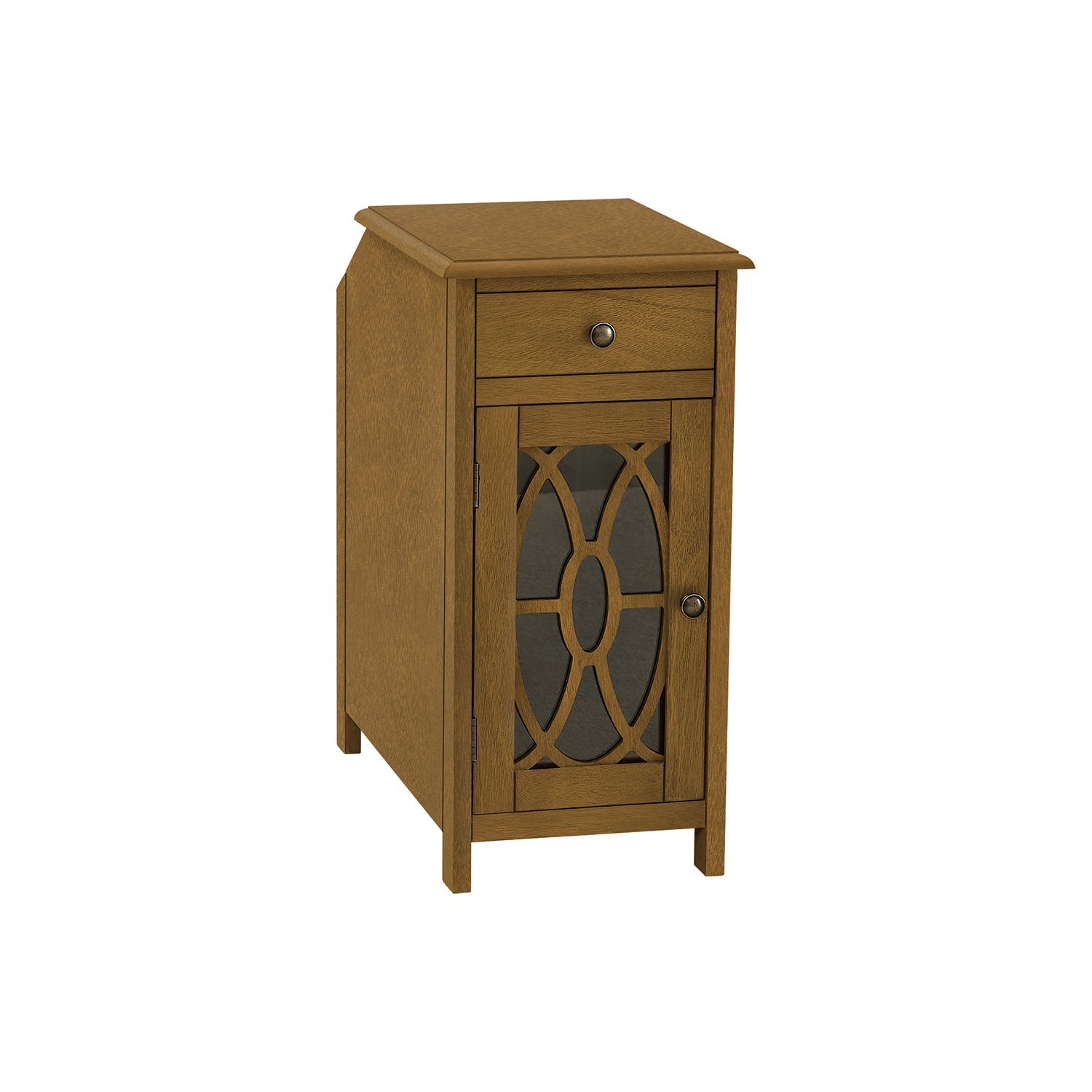I 3972 - Table D'appoint, Table D'appoint, Bout, Étroit, Table De Nuit, Chambre À Coucher, Tiroir De Rangement, Lampe, Placage Brun, Traditionnel - Simple Boutique