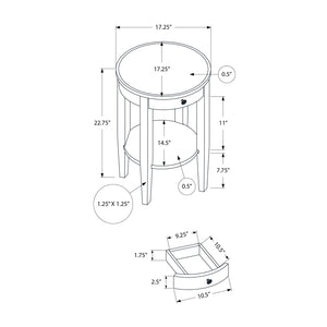 I 3975 - Table D'appoint, 2 Niveaux, Bout, Table D'appoint, Rond, Table De Nuit, Chambre À Coucher, Lampe, Placage Brun, Transitionnel - Simple Boutique