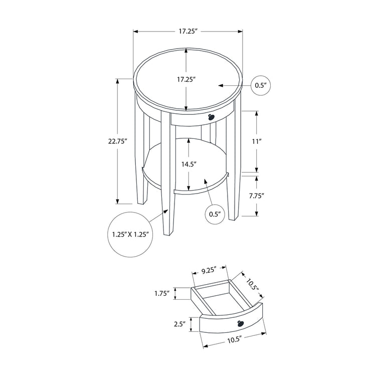 I 3975 - Table D'appoint, 2 Niveaux, Bout, Table D'appoint, Rond, Table De Nuit, Chambre À Coucher, Lampe, Placage Brun, Transitionnel - Simple Boutique