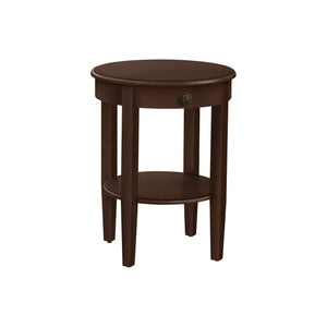 I 3975 - Table D'appoint, 2 Niveaux, Bout, Table D'appoint, Rond, Table De Nuit, Chambre À Coucher, Lampe, Placage Brun, Transitionnel - Simple Boutique