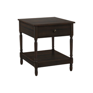 I 3976 - Table D'appoint, 2 Niveaux, Bout, Table D'appoint, Carré, Table De Nuit, Chambre À Coucher, Lampe, Placage Brun, Traditionnel - Simple Boutique