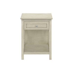 I 3984 - Table D'appoint, Bout, Table D'appoint, 2 Niveaux, Chambre À Coucher, Table De Nuit, Lampe, Tiroir De Rangement, Placage Blanc Antique, Transitionnel - Simple Boutique