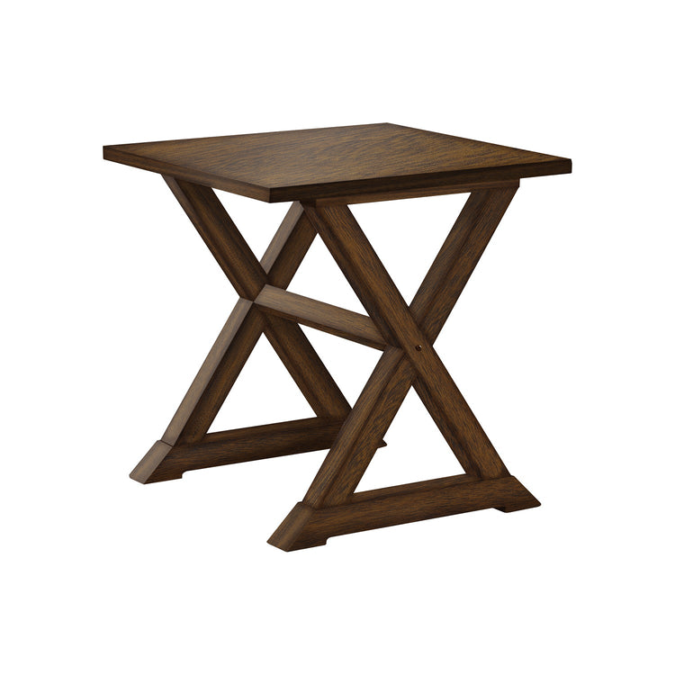 I 3988 - Table D'appoint, Bout, Table D'appoint, Carré, Table De Nuit, Chambre À Coucher, Lampe, Placage Brun, Transitionnel - Simple Boutique