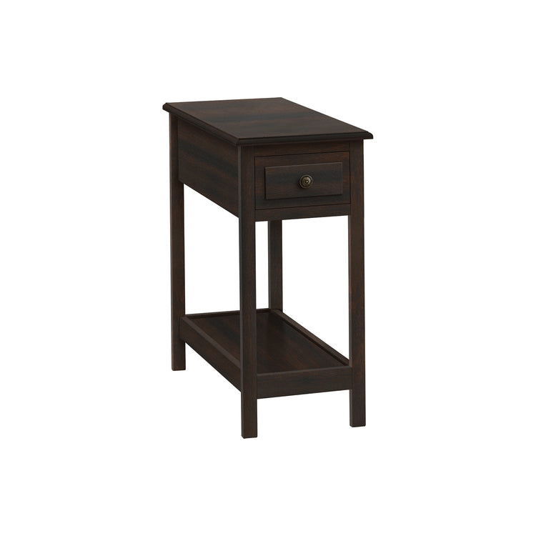 I 3990 - Table D'appoint, 2 Niveaux, Bout, Table D'appoint, Étroit, Table De Nuit, Chambre À Coucher, Tiroir De Rangement, Lampe, Placage Brun, Transitionnel - Simple Boutique