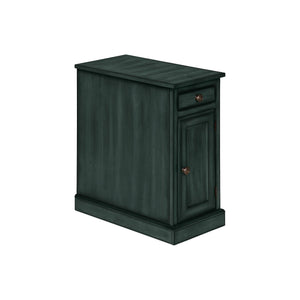 I 3992 - Table D'appoint, Bout, Table D'appoint, Table De Nuit, Étroit, Chambre À Coucher, Lampe, Tiroir De Rangement, Placage Bleu Antique, Traditionnel - Simple Boutique